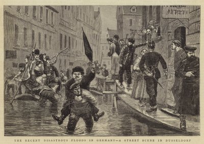 Les récentes inondations désastreuses en Allemagne, une scène de rue à Düsseldorf - William Lockhart Bogle